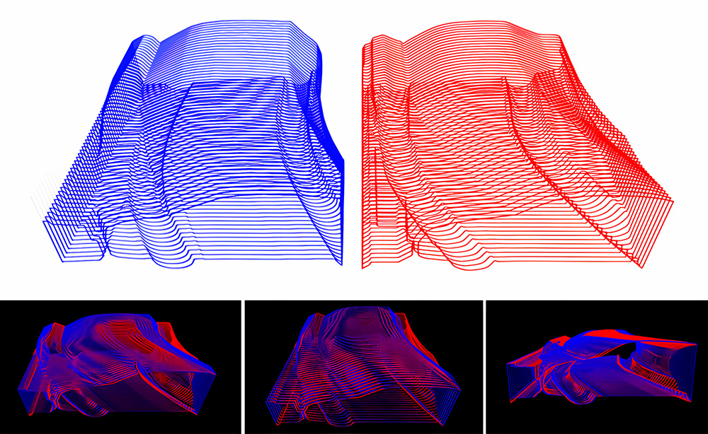 Visualization and side-by-side comparison of automotive crash-test recordings in Recreating Movement