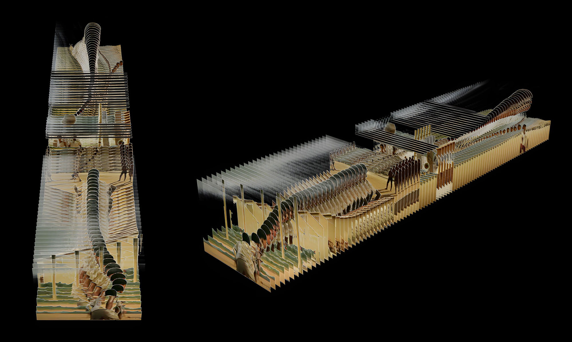 Visualization of color deletion applied to the frame complex in Recreating Movement