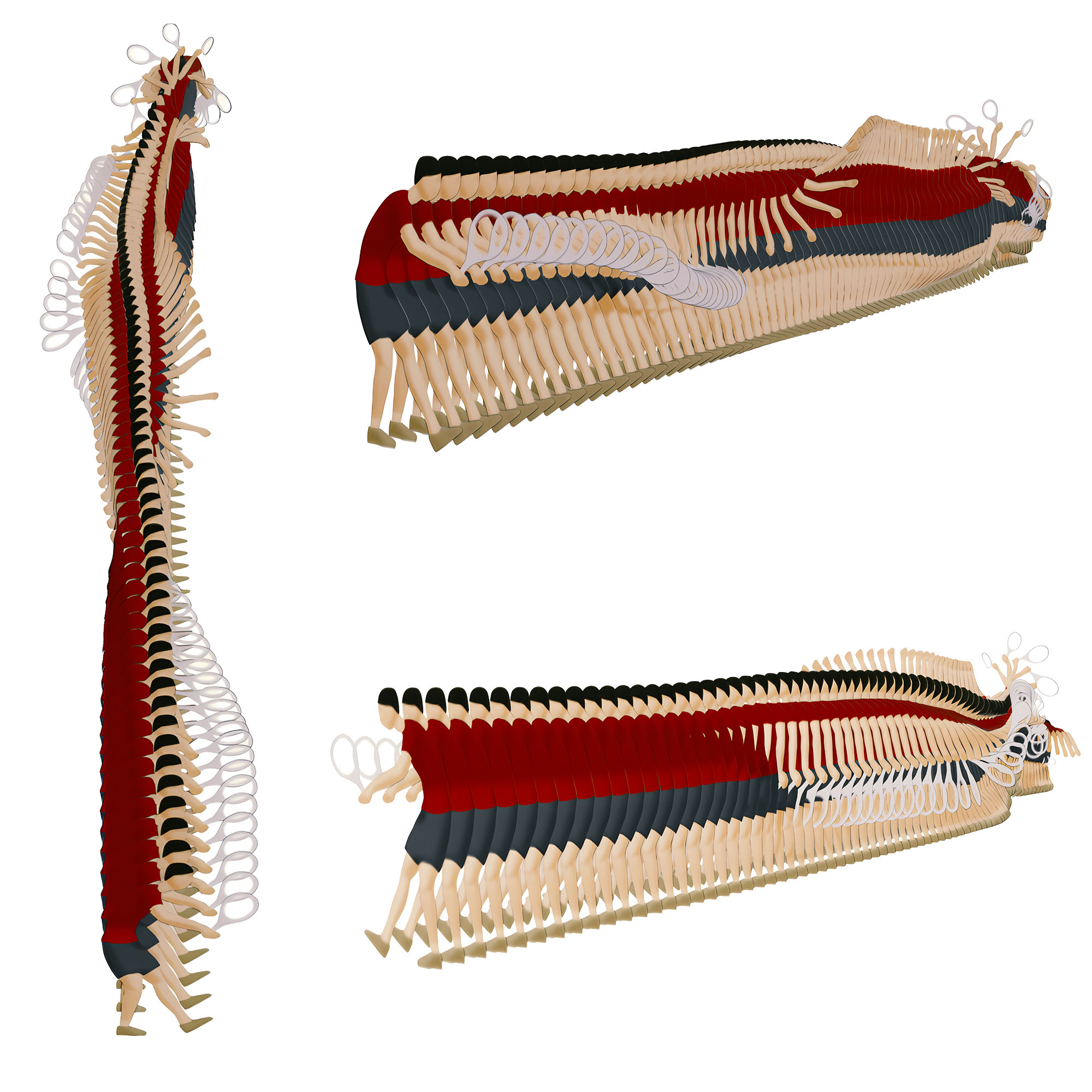 Motion analysis of a tennis serve visualized as sequential animation frames in Recreating Movement