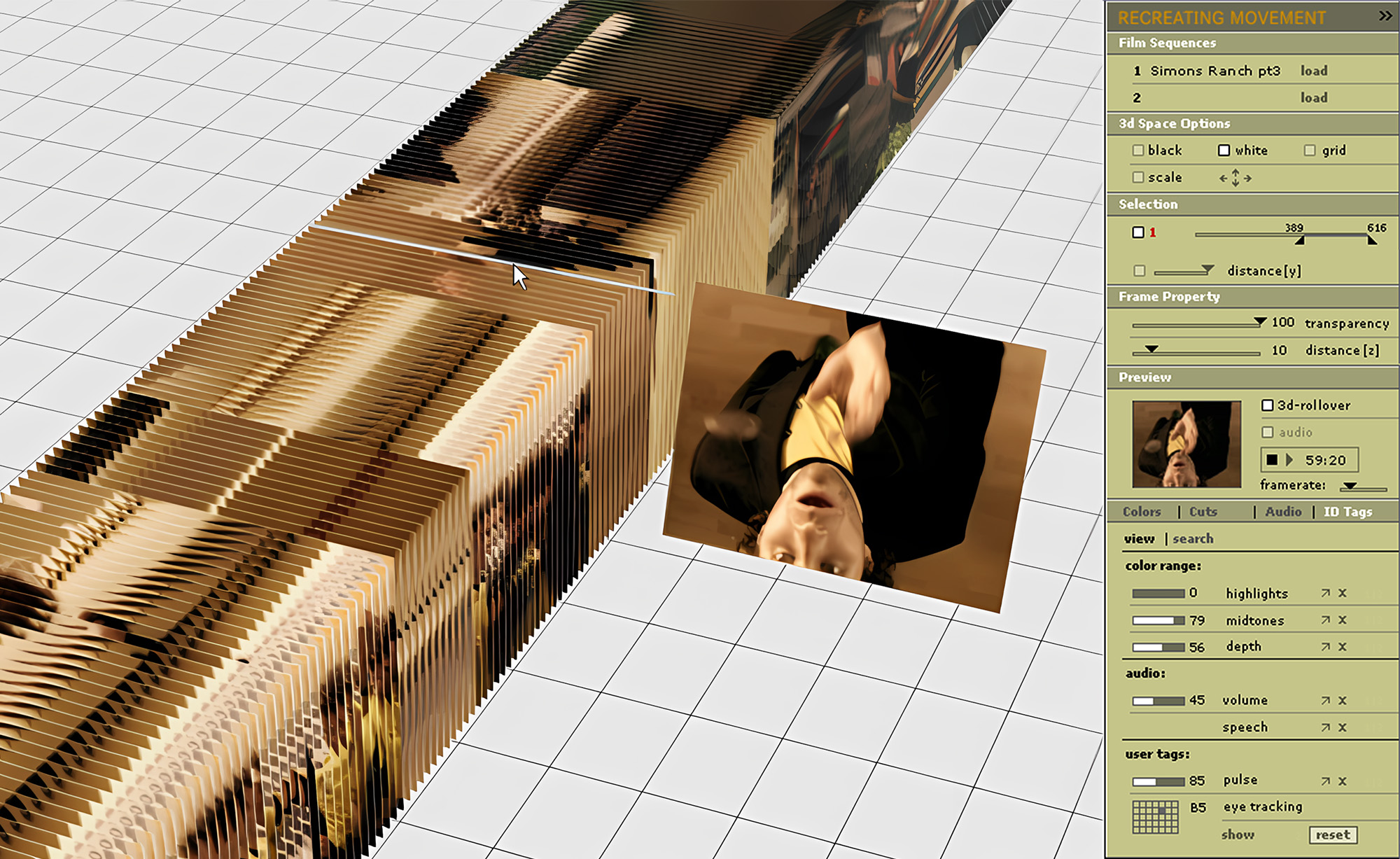 Screenshot of the Recreating Movement tool interface in use